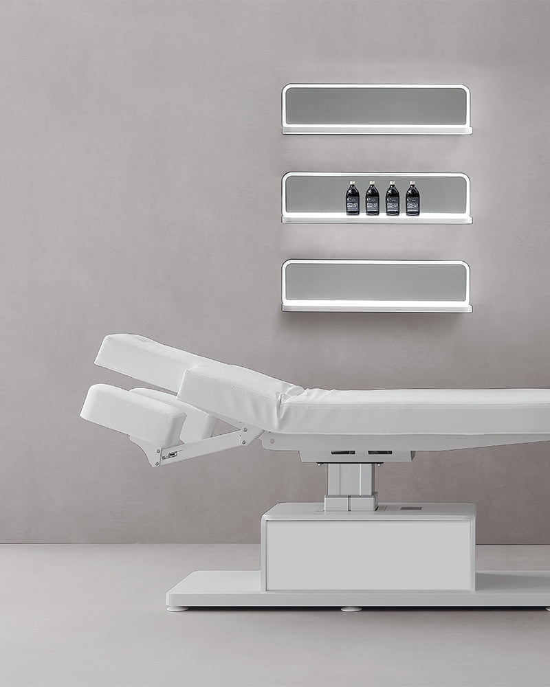 The Ben - Vit massagebrits - med motor - med justerbara armstöd